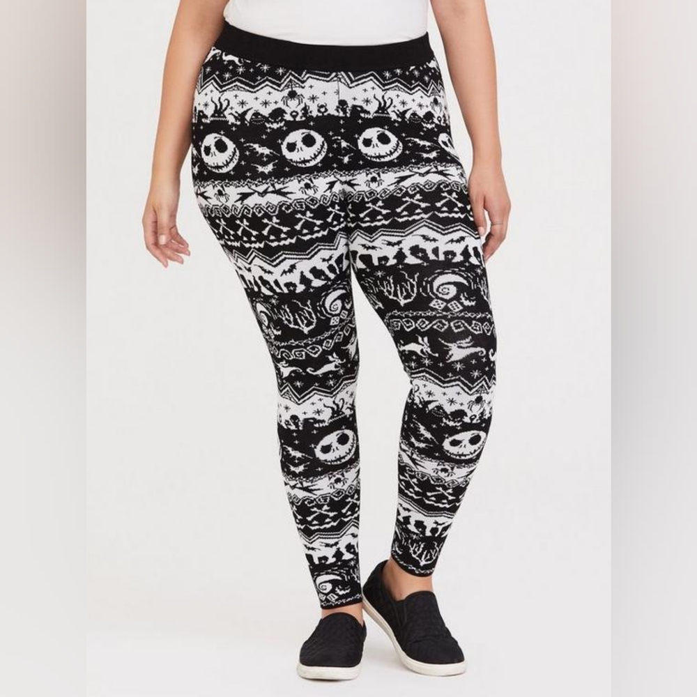 TORRID Nightmare Before Christmas Fairaisle Christmas Sweater Leggings, knit, 2